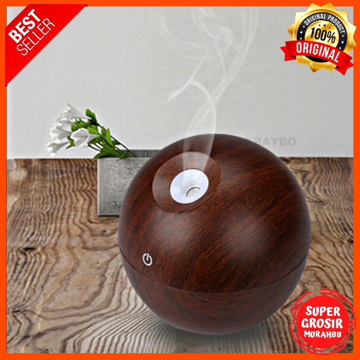 Humidifier Car Mini Aromatherapy Air Desain Kayu 130ml Dark Brown
