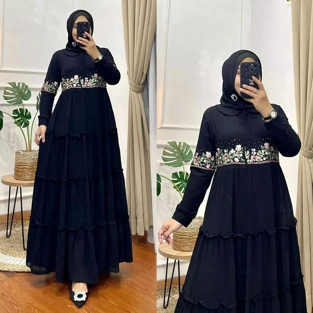 Gamis Dress Pesta terbaru pakaian muslim wanita / busana muslim wanita Moly dress bd 4 varian warna model bordir