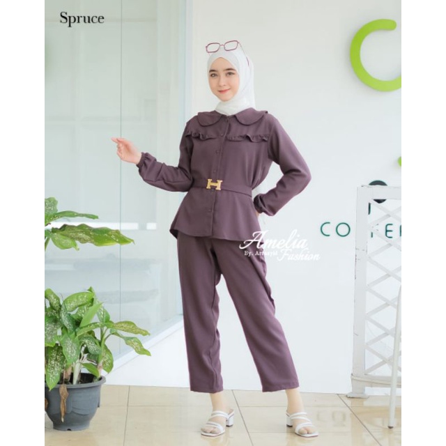 ONE SET ITYCREPE ORI AMELIA FASHION SETELAN MUSLIMAH MODERN KEKINIAN