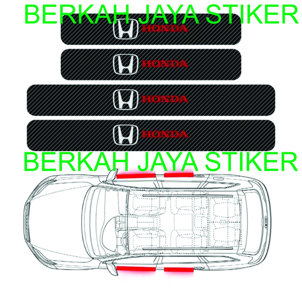 4 pecs stiker carbon 3D stiker mobil honda jazz honda brio stiker pengaman mobil honda Aksesoris.