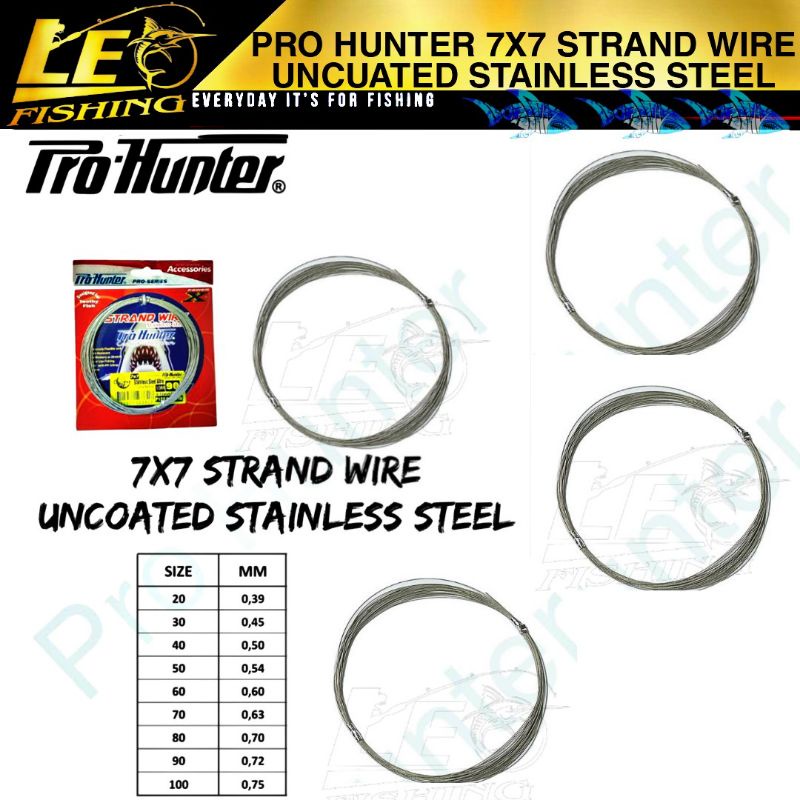 PRO HUNTER 7X7 STRAND WIRE UNCOATED STAINLESS STEEL SENAR SELING KAWAT SELLING