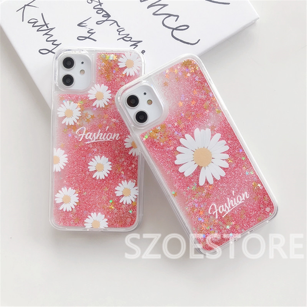 Soft Case Aksen Pasir Glitter Cair Bunga Daisy Pink Untuk Iphone 11 Pro Max X Xs Xr Xsmax 8 7 6 6s Plus Se 2020 Shopee Indonesia