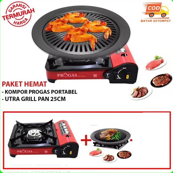 Paket Barbeque/BBQ Set Kompor Portable progas Tas + BBQ Grill plate