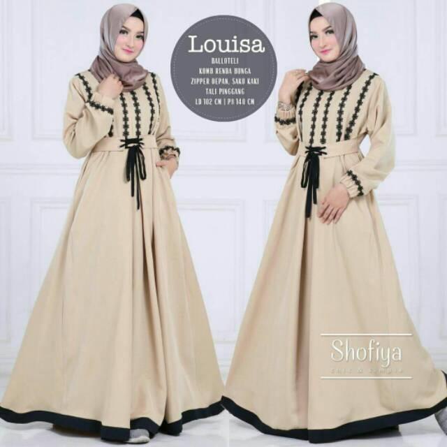 LOUISA DRESS BALOTELLI gamis syari Busana muslim wanita-CREAM