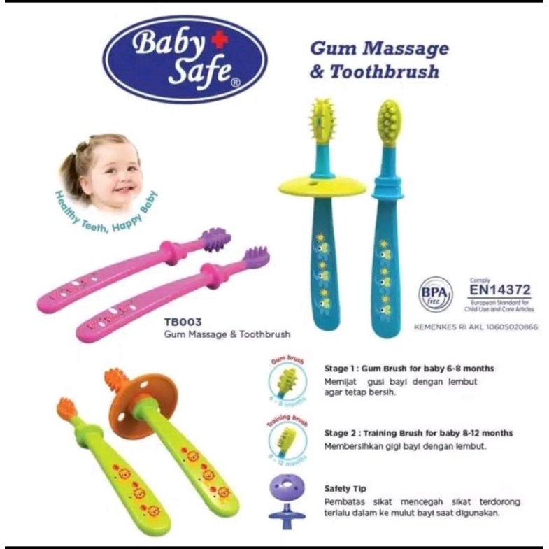 Babysafe Teether Brush Gigitan Model Sikat Gigi Gum Massage T