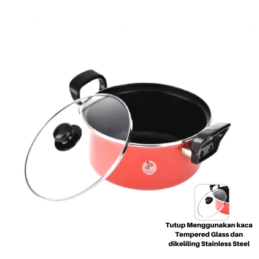 MASPION Panci Dutch Oven Pegangan Ebonit 22 Cm - Panci Antilengket