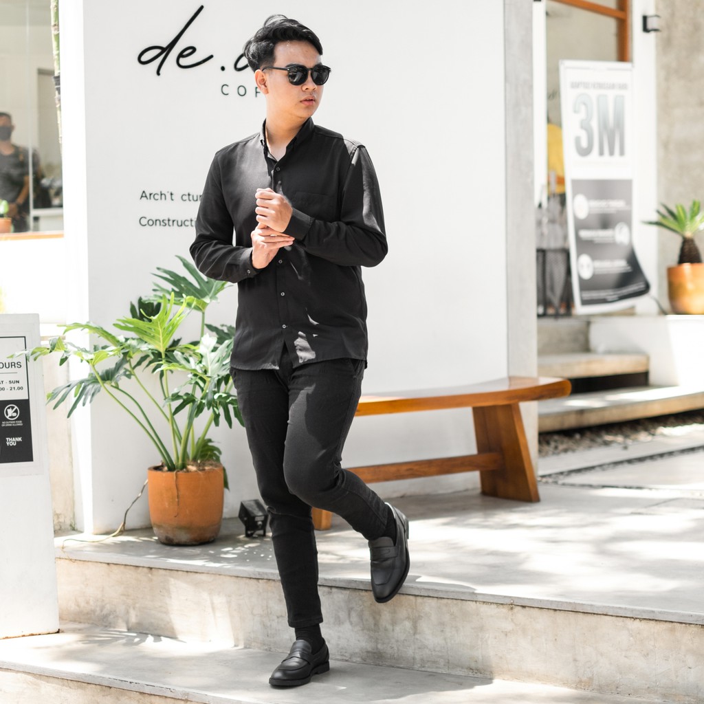 Lewis Black | 39-44 | Sepatu Tanpa Tali Hitam Loafers Pria Casual Kerja Formal Kantor Laki | Lvnatica x FORIND