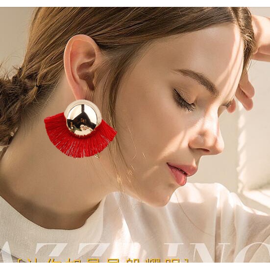 Roti kukus bentuk rumbai anting-anting Bohemian gaya etnik rumbai aksesoris elegant circle fan berbe