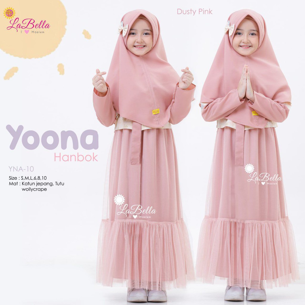 YNA 10 LS Baju Muslim Gamis Anak LaBella Hanbok Yoona Dusty