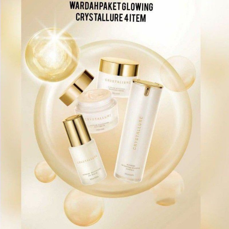 Widjayashopp Wardah Paket Glowing Crystallure 4 Item ( RICH CR - NIGHT CR - BOOSTER - OIL SERUM )