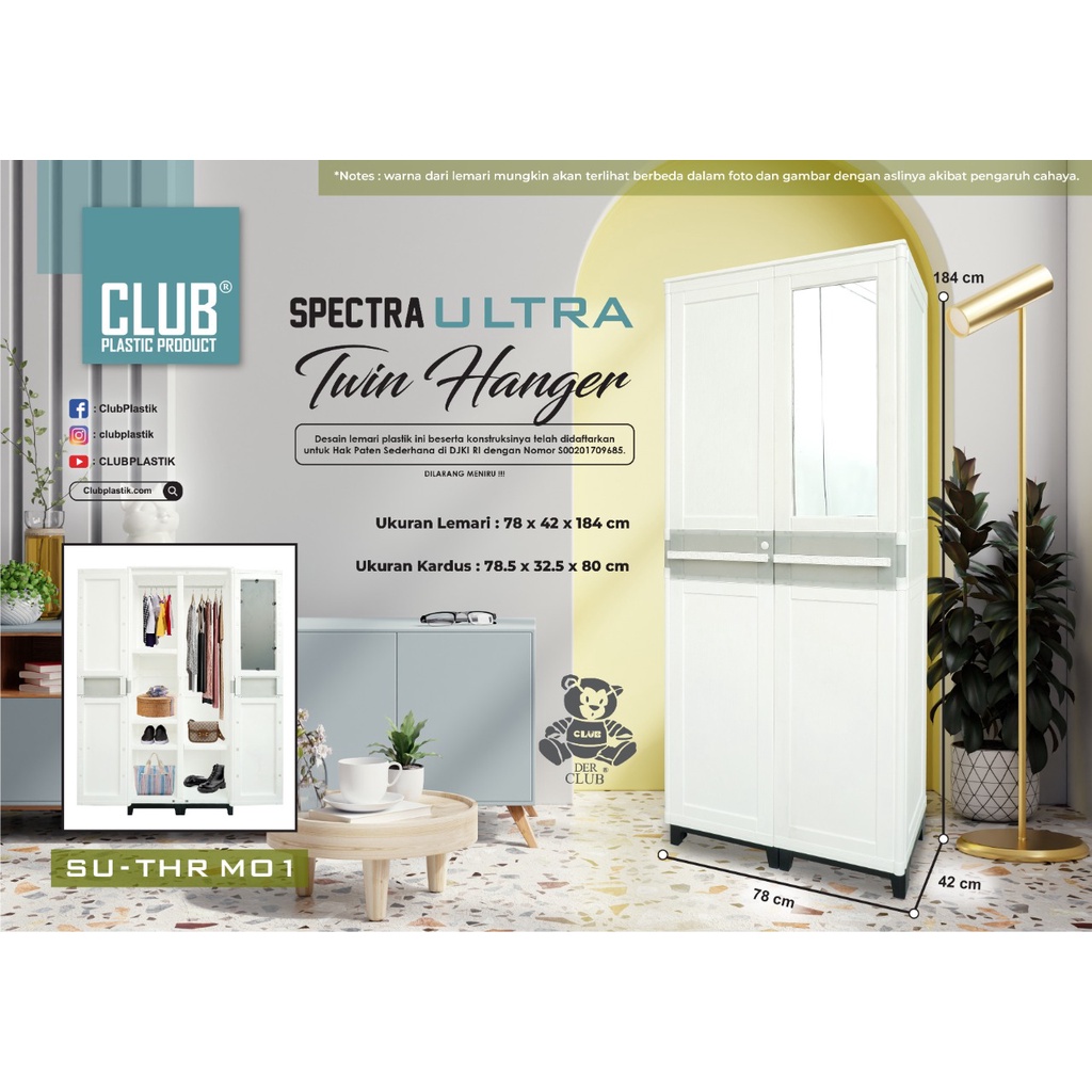 Lemari Plastik CLUB SPECTRA ULTRA TWIN HANGER ( WHITE )