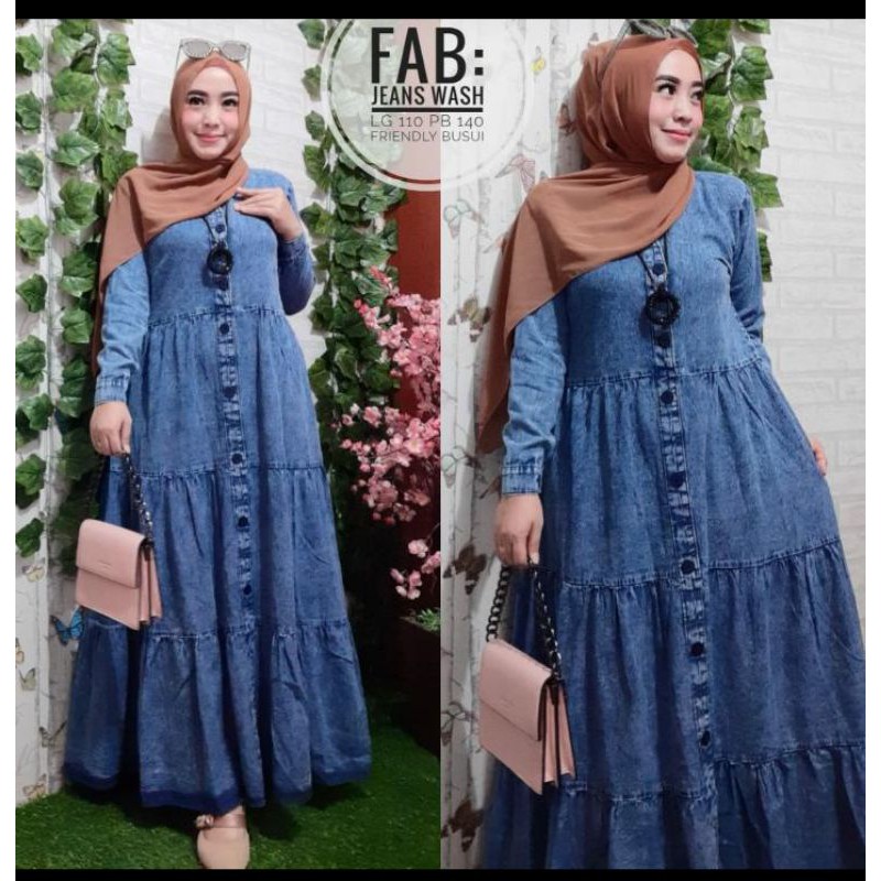 GAMIS LEVIS WANITA_ LEVIS POLO _ BAHAN JEANS _GAMIS JEANS  MODEL TERBARU _ GAMIS JEANS TERLARIS