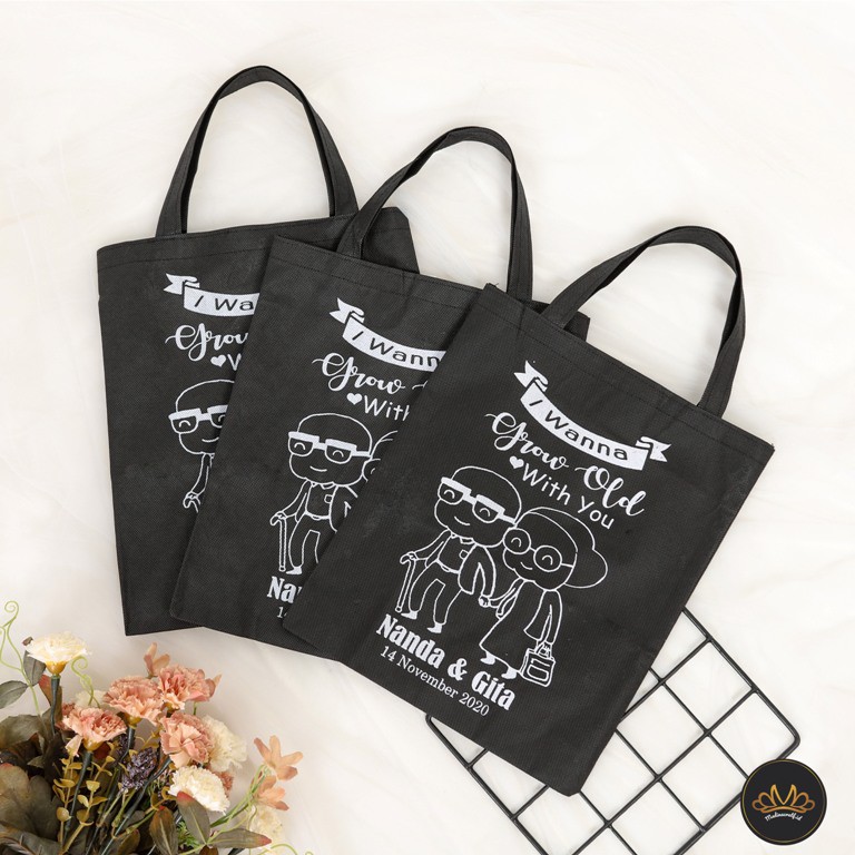TOTE BAG  Souvenir Pernikahan Wedding Nikah Gerabah Ultah Penganten Ulang Tahun Unik Lucu Suvenir