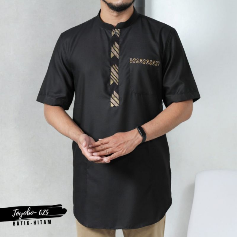 SAVIQ kurta lengan pendek baju muslim toyobo batik  pria koko pakistan warna navy kode KQS 4354