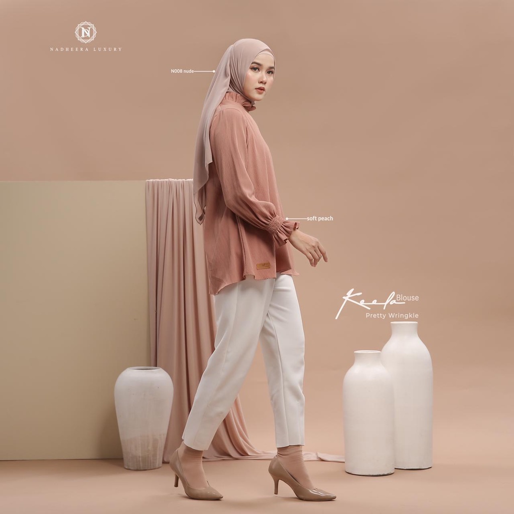 Baju Kerja Wanita KLA Niki Blouse Atasan Blouse Wanita / Atasan Kerja Wanita Keela  Ori Nadheera Luxury-Soft Peach