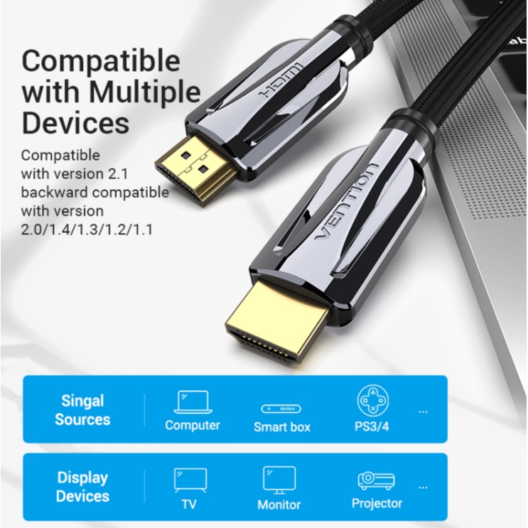 Vention Kabel HDMI 2.1 Male to Male Premium 8K 4K HDR Cable 2m 3m