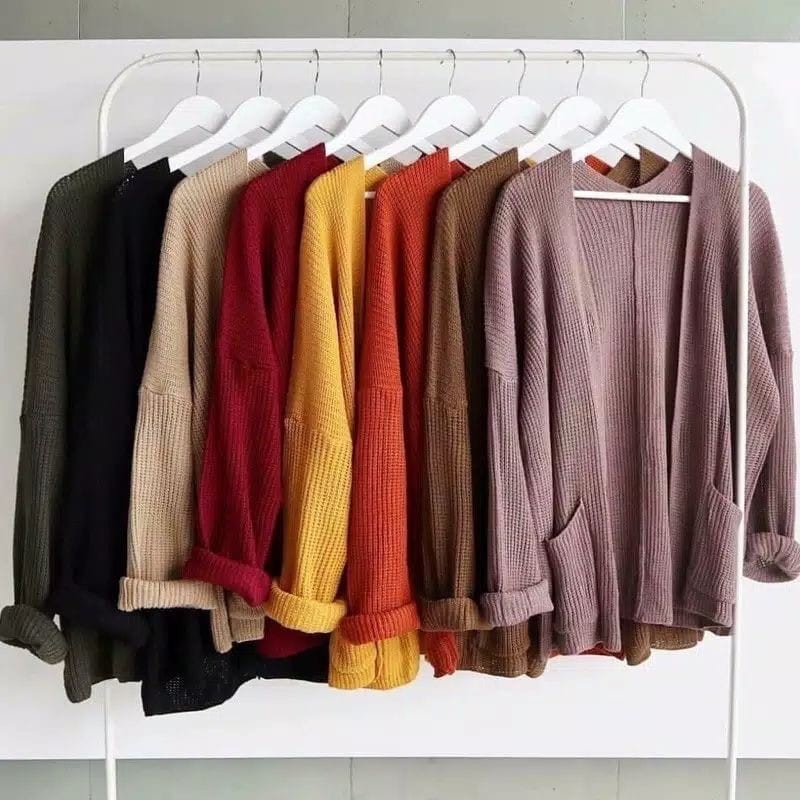 Cardigan Rajut Wanita Oversize / Loocy Cardy / Cardigan Rajut 7get Tebal Premium-Abu Tua