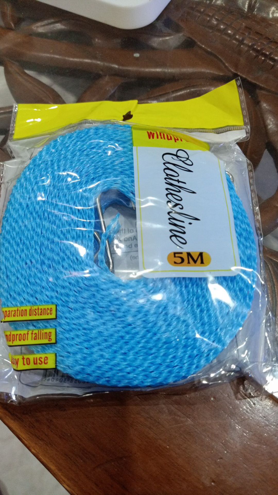 Tali Jemuran Baju Panjang 5 Meter Free Penjepit Kayu 5pcs