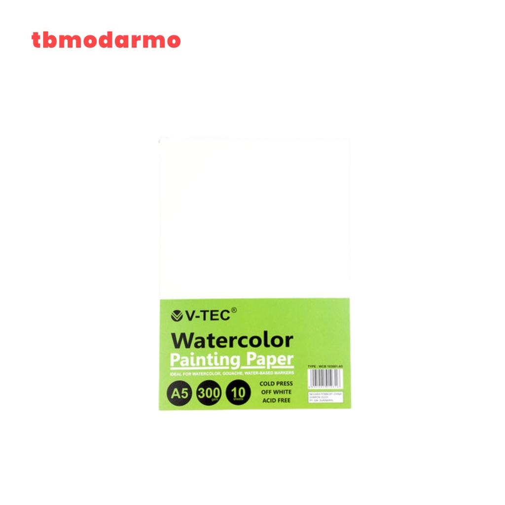 TBMO Watercolor Painting Paper V-TEC A5 WPC 103001 10 Sheet 300gsm