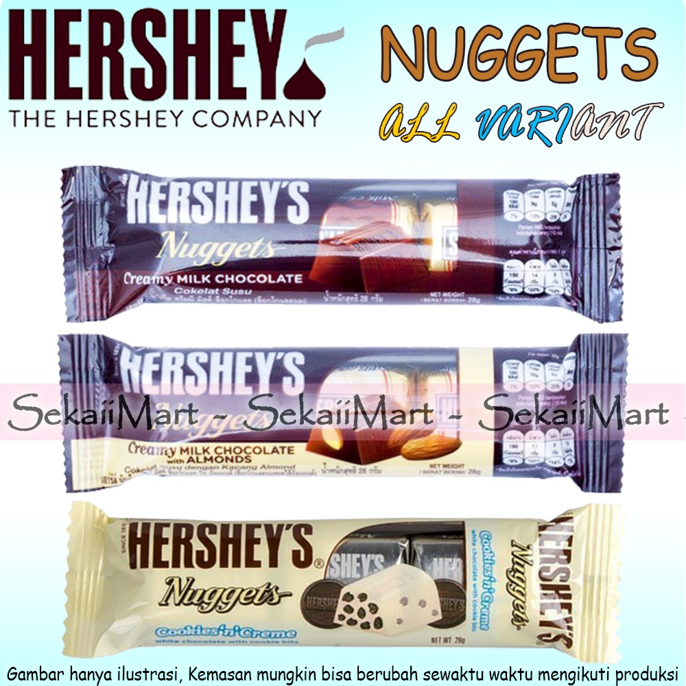 

HERSHEY'S Nugget Chocolate All Variant - Hersheys Nuget Coklat Isi 3 Bar Semua Rasa