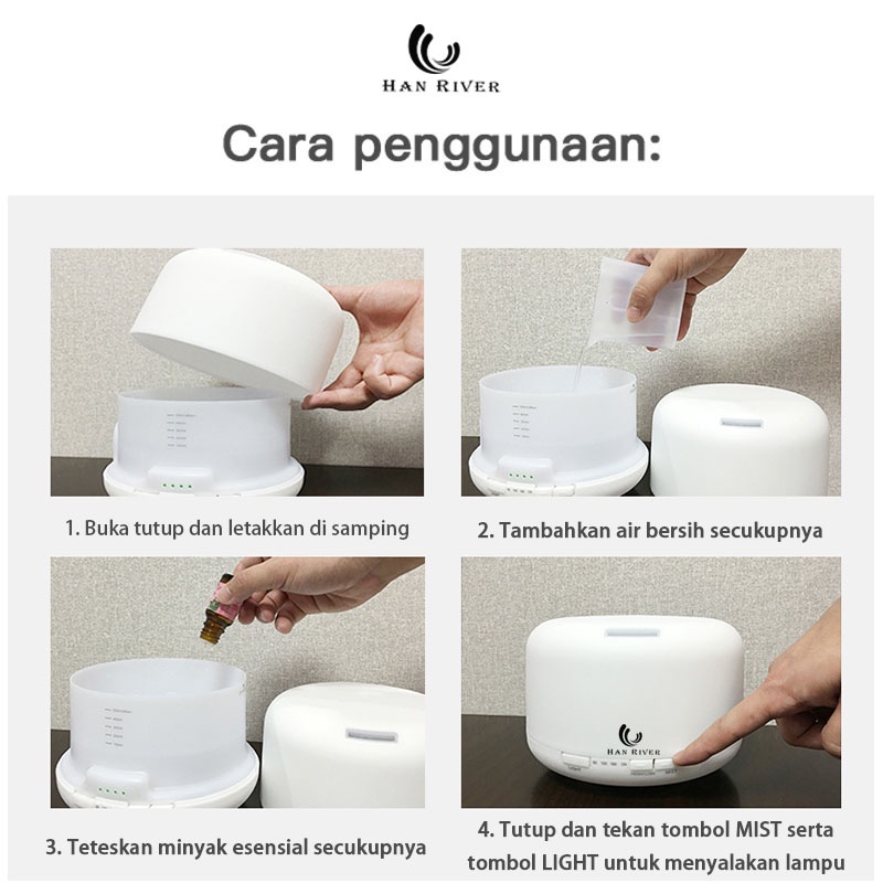 Diffuser Aromaterapi 14W Kapasitas tinggi Humidifier 500ml portable one year warranty