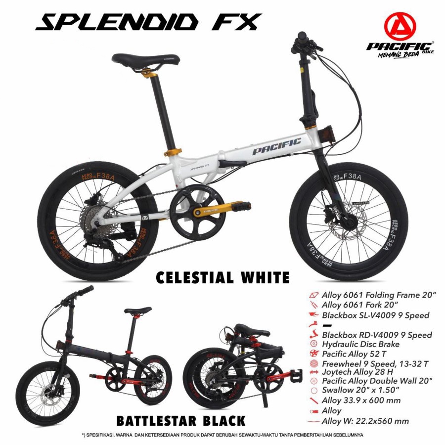 Sepeda Lipat Pacific ALLOY SPLENDID FX 1x9SP 20 inch Garansi SNI-2