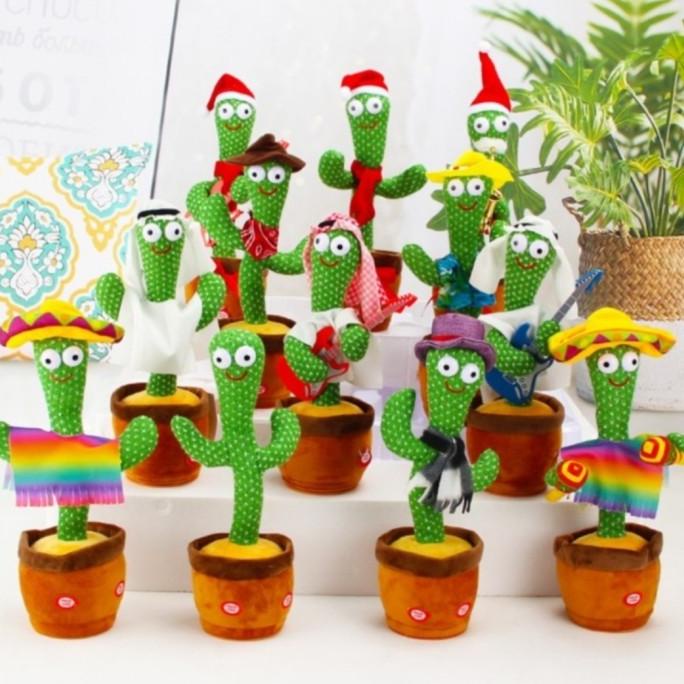 BONEKA KAKTUS GOYANG MENARI LED /BONEKA KAKTUS BICARA /DANCING CACTUS