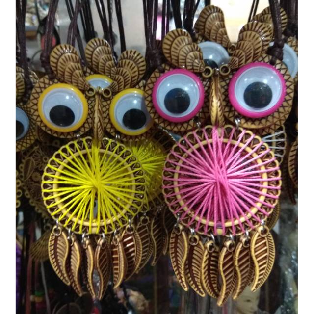 TERMURAH! KALUNG ETNIK BURUNG HANTU BAHAN RESIN DAN BENANG - AKSESORIS FASHION WANITA DAN ANAK