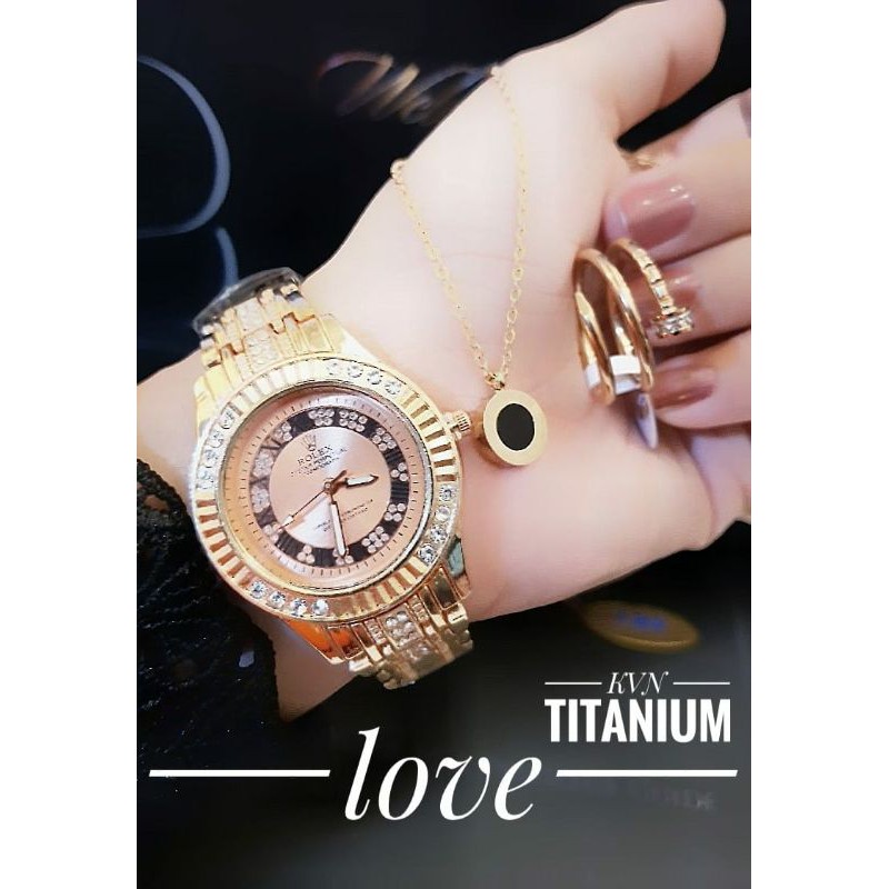 set kalung cincin dan jam titanium