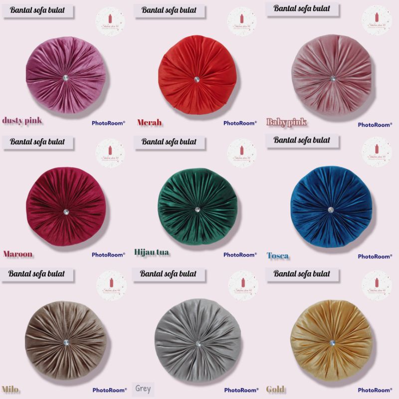 Bantal Sofa Labu Kancing Permata/ bantal sofa bulat/ bantal sofa