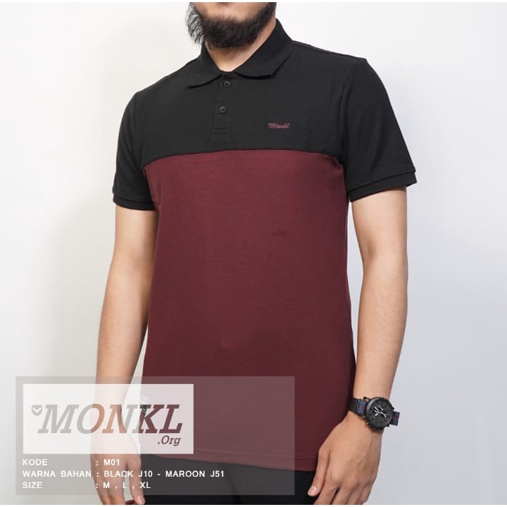 BAJU KAOS PRIA - KAOS MONKL 2 WARNA KUALITAS DISTRO BAHAN ADEM LEMBUT KUALITAS PREMIUM M-01