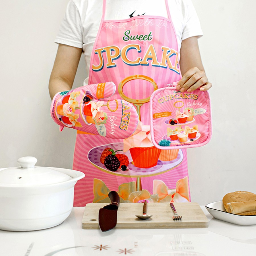 Waterproof Apron And Kitchen Glove Set / Sarung Tangan Celemek Dapur