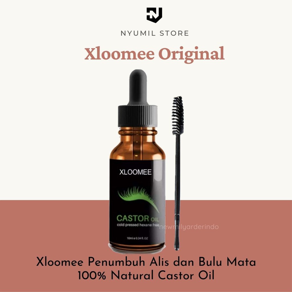 Pelentik Bulu Mata Permanen Xloomee Castor Oil Eyebrow Oil Serum Original penumbuh alis