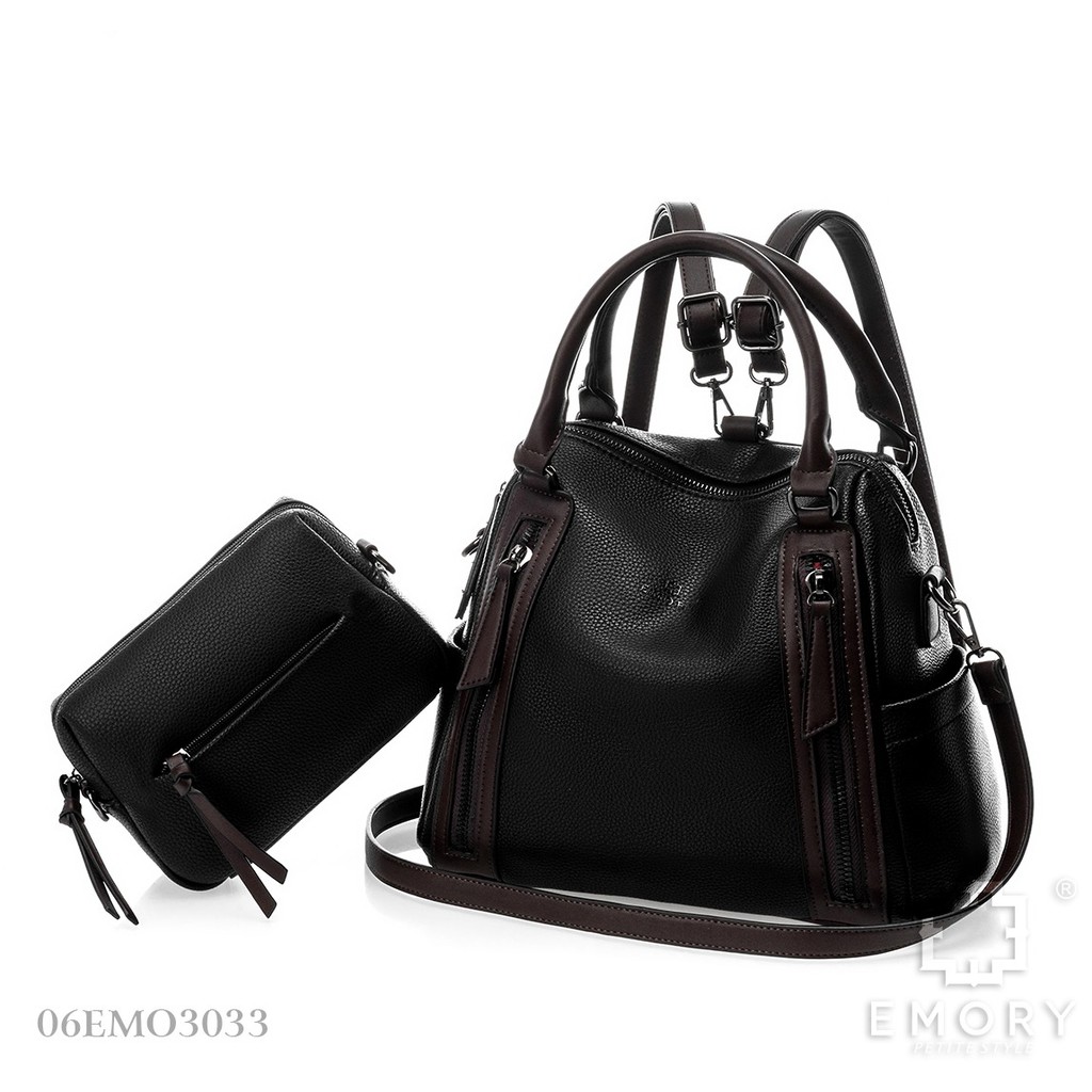 IMPORT original EMORY Franka 06EMO-3033BL tas set ransel backpack bag wanita cewek murah hitam