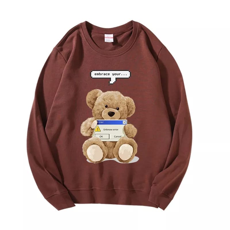 BEFAST - ZEC OOTD Wanita Sweater SAKURA / FLEECE Sweater Oversize Embrace Your Teddy Bear ( LD 116, PJ 60) / Pakaian Wanita / Sweater Motif / Fashion Wanita Remaja / Terbaru / OOTD Remaja Wanita Jalan&quot;Jalan