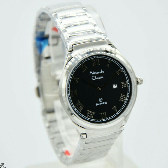 ALEXANDRE CHRISTIE WATCH AC 8538 WANITA SAPPHIRE SILVER BLACK ORIGINAL