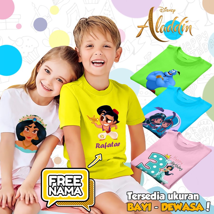 Baju Kaos ANAK DAN DEWASA ALADDIN BANYAK MOTIF [FREE NAMA!!]