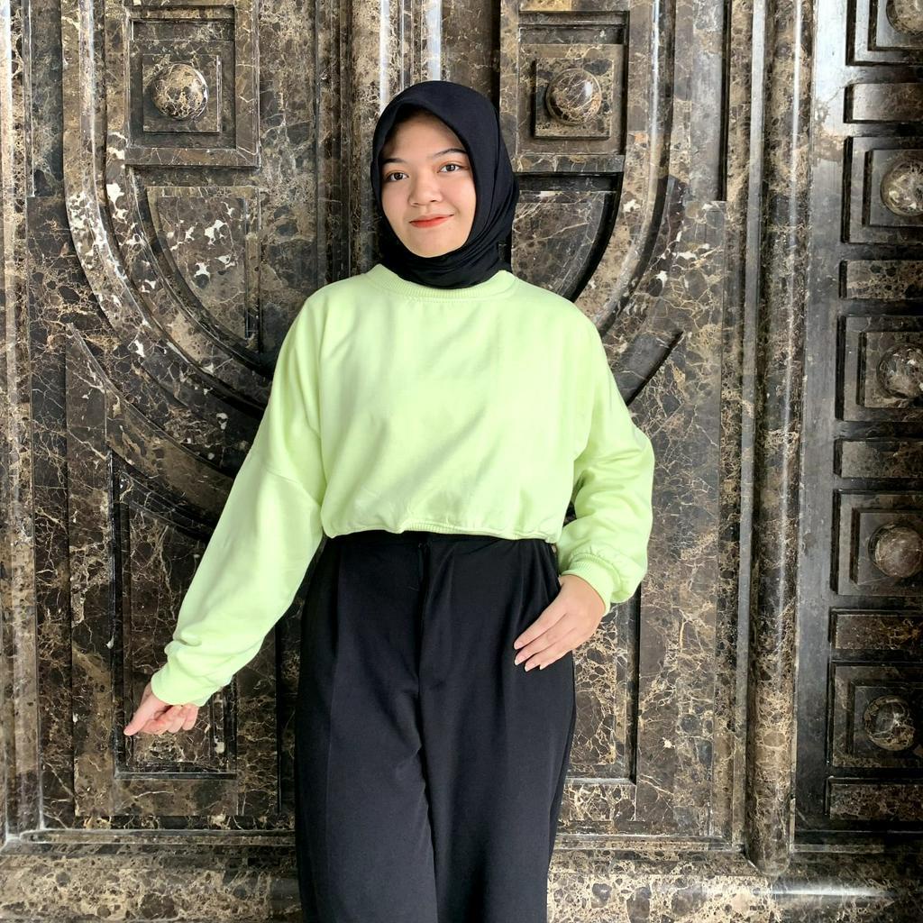 OVERSIZE CROOP SWEATER HIJAU MINT II SWEATER WANITA CROOP