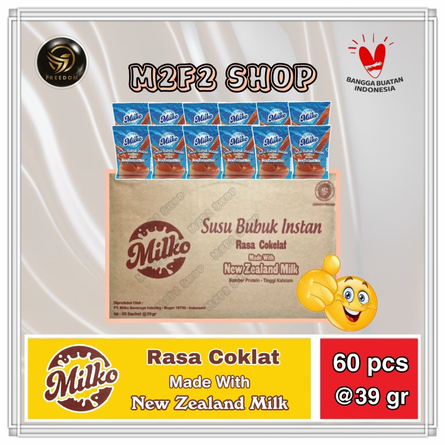 Susu Milko Bubuk Instant Sachet Rasa Cokelat - 35 gr (Kemasan Karton)