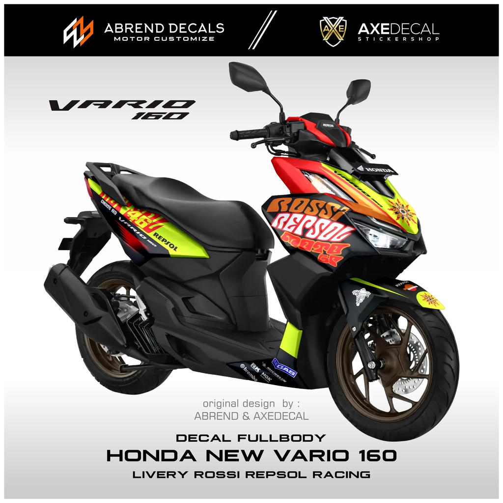 DECAL VARIO 160 LIVERY ROSSI REPSOL / STIKER MOTOR HONDA VARIO NEW DESIGN CUSTOM / STOCK DECALS