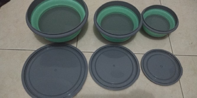 Mic 3 Pcs Silicone Lipat Mangkuk Dengan Anti-melepuh Travel Portabel Silicone Bowl