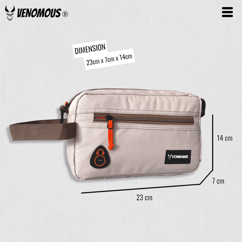 Handbag Selempang Pouch Bag Casual VENOMOUS / Tas Selempang Pria dan Wanita / Slingbag - Cream