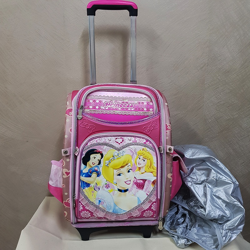 PRELOVED TAS RANSEL ANAK PEREMPUAN MERK FLOMO PRINCESS plus TROLLEY & COVER