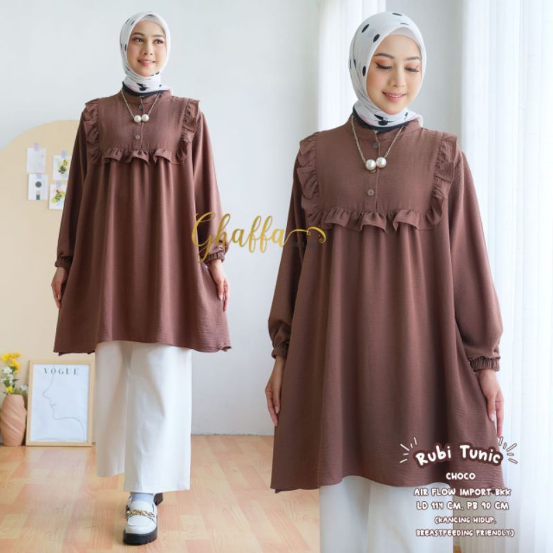 RUBI TUNIK BY GHAFFA THE LABEL (TUNIK MUSLIMAH) Tunik airflow import rekomended