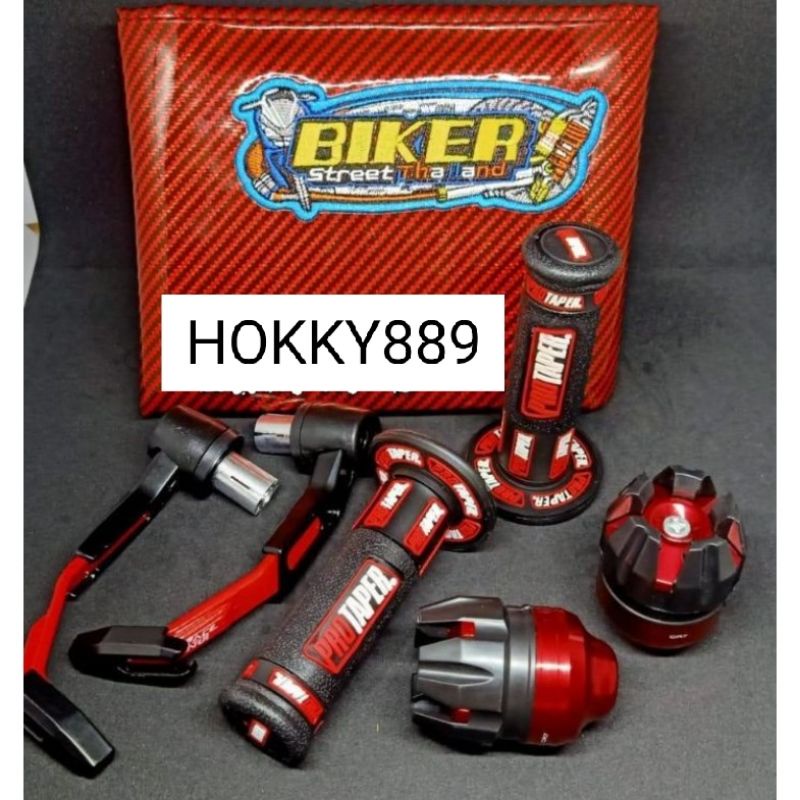 Paketan kulit jok karbon + proguard robot + jalu as roda + handgrip Protaper new universal