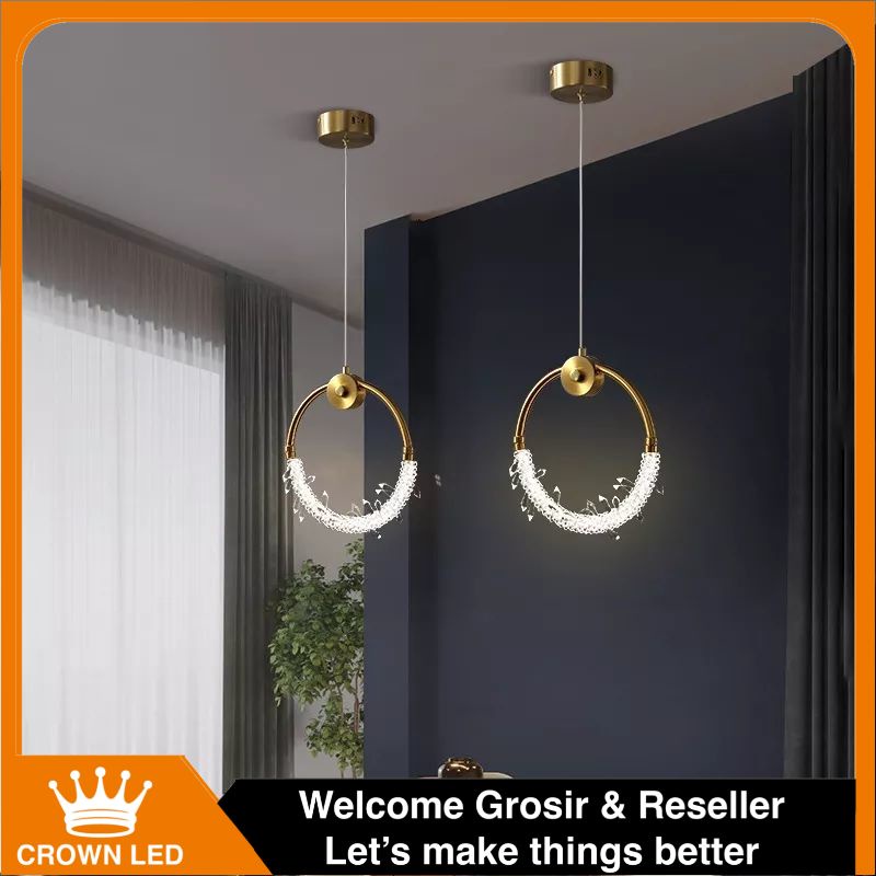 Lampu Gantung Hias Dekorasi Rumah Mewah  Gold Ring Premium Chandelier