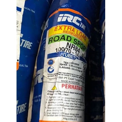 BAN LUAR IRC 100/70-14 NR84 TUBETYPE