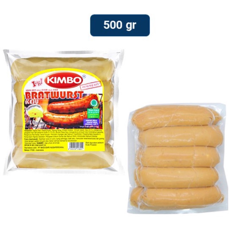 

kimbo sosis bratwurst mini keju 500 gram isi 10 cheese sausages