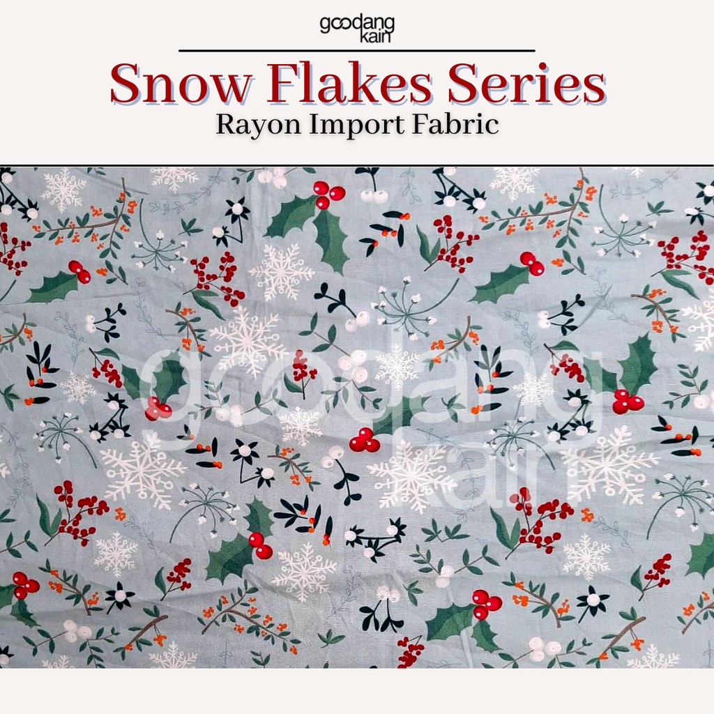 [SNOW FLAKES SERIES] KAIN METERAN MOTIF SANTUNG RAYON KATUN TWILL VISCOSE PREMIUM 100% KATUN COTTON 