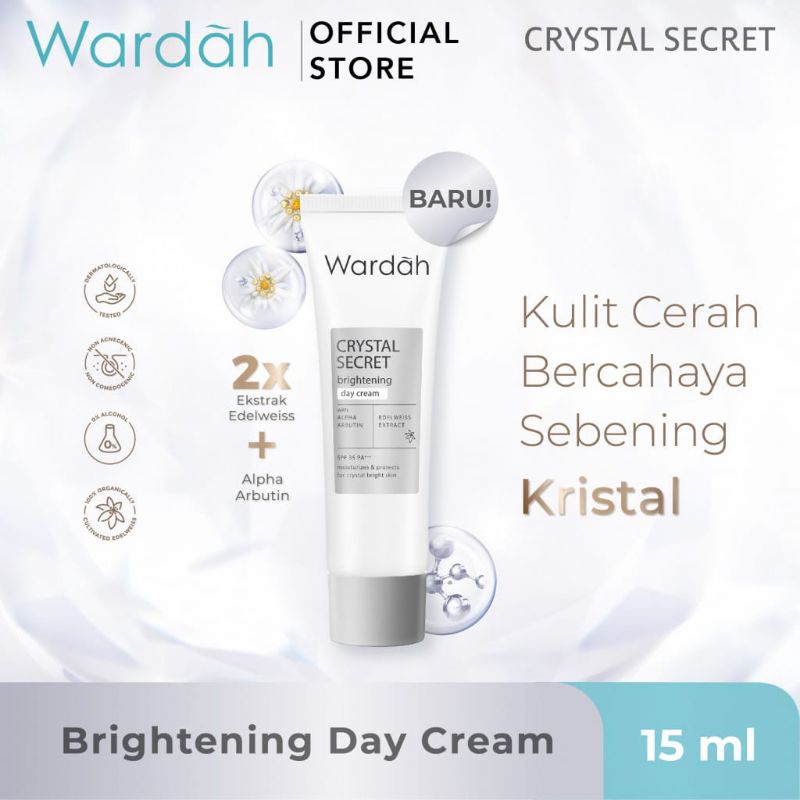 Wardah Crystal Secret Brightening Day Cream 15ml || Day Cream Wardah